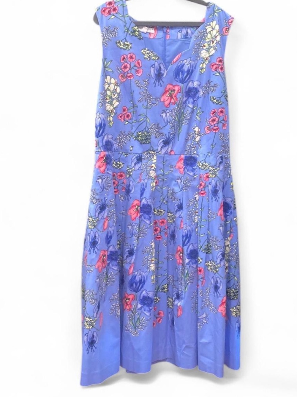 Floral Blue Sleeveless Midi Dress